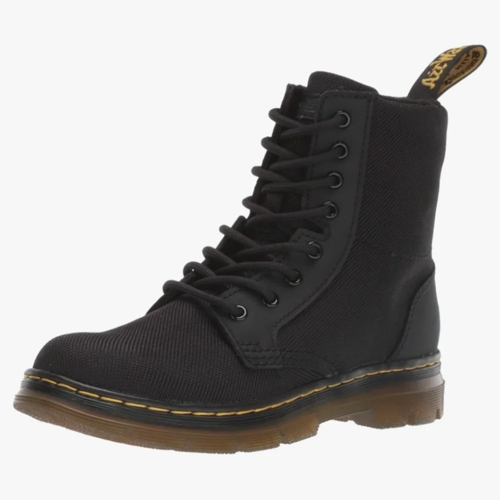 Dr. Martens Black 8 Eyelet Canvas Lace Up Combat‎ Boots